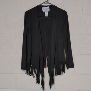 American Rag Long Sleeve Fringe Detail Faux Suede Cardigan Size Small